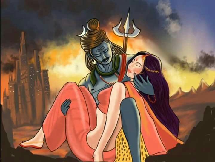 lord shiva with sati body